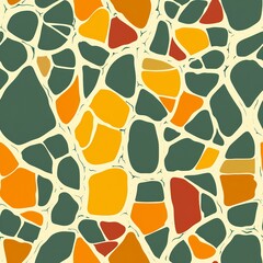 Wall Mural - Abstract colorful mosaic pattern with green, yellow, and orange hues.