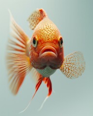 Mystic portrait of Gourami, copy space on right side, Anger, Menacing, Headshot, Close-up View, isolated on white background