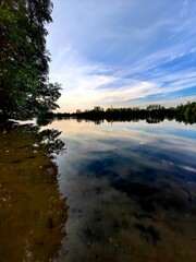 Wall Mural - sunset over the river