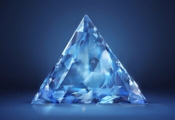 Wall Mural - A a blue diamond-like crystal formation, set against a dark blue background.