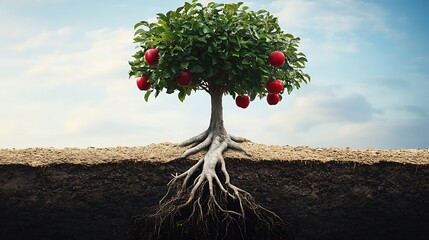 Apple Tree Roots Exposed: A Visual Representation of Foundation