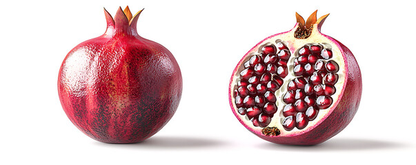 Wall Mural - Red pomegranate fruit isolated on white background