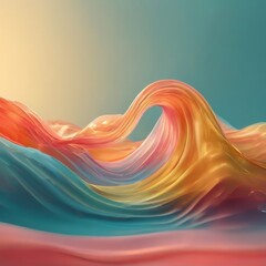 Canvas Print - a fluid, abstract wave-like pattern in vibrant colors of orange, pink, and blue, set against a gradient background transitioning from yellow to blue.