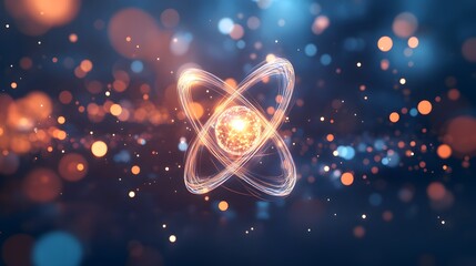 Poster - Abstract Atom Symbol with Bokeh Background