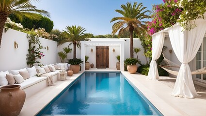 Wall Mural - luxurious outdoor pool area with a Mediterranean style