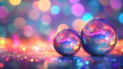 Sticker - Abstract Colorful Glitter Background with Shiny Balls