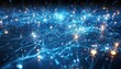 © Nipon - digital illustration of a network of interconnected lines and dots, creating a sense of depth and complexity. The lines and dots are illuminated with a blue and white glow, and