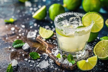 Wall Mural - Homemade Margarita with Lime and Salt