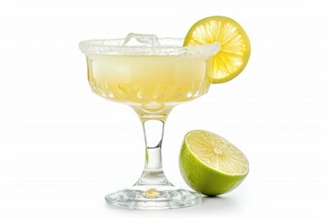 Isolated white glass with tasty Margarita cocktail