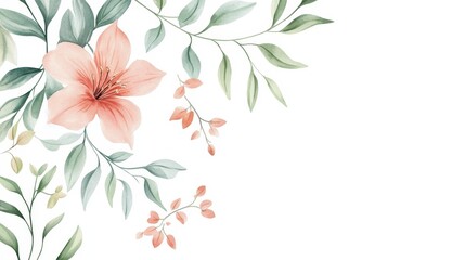 Wall Mural - A delicate floral arrangement featuring soft peach hues and green leaves, perfect for enhancing your creative projects.