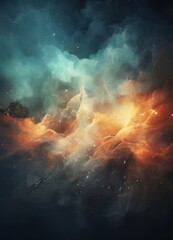 Wall Mural - a swirling cosmic scene with a mix of blue, orange, and white hues, suggesting the presence of stars, nebulae, and other celestial bodies.