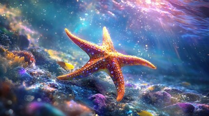 Starfish ocean seabed. Generative AI