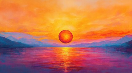 Sunset water orange gold. Generative AI