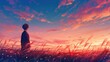 © DeepMind - Anime Boy Standing Alone Watching a Tranquil Sunset Scene