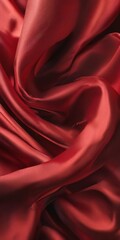 Wall Mural - a close-up view of a flowing, red satin fabric, with the fabric's folds and creases creating a sense of movement and depth.