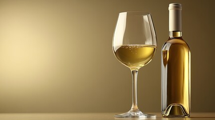 Wall Mural - White wine glass bottle background. Generative AI