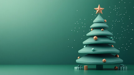 Wall Mural - 3d icon of cozy christmas tree, christmas vibes, miracle, elements of hypermarket