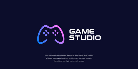 Vector game logo template. Joystick icon M letter game logo
