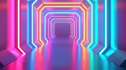 Wall Mural - vibrant holographic shapes, an abstract futuristic background filled with dynamic and colorful patte