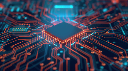 Wall Mural - futuristic digital circuitry, an abstract representation of modern technology, featuring sleek lines