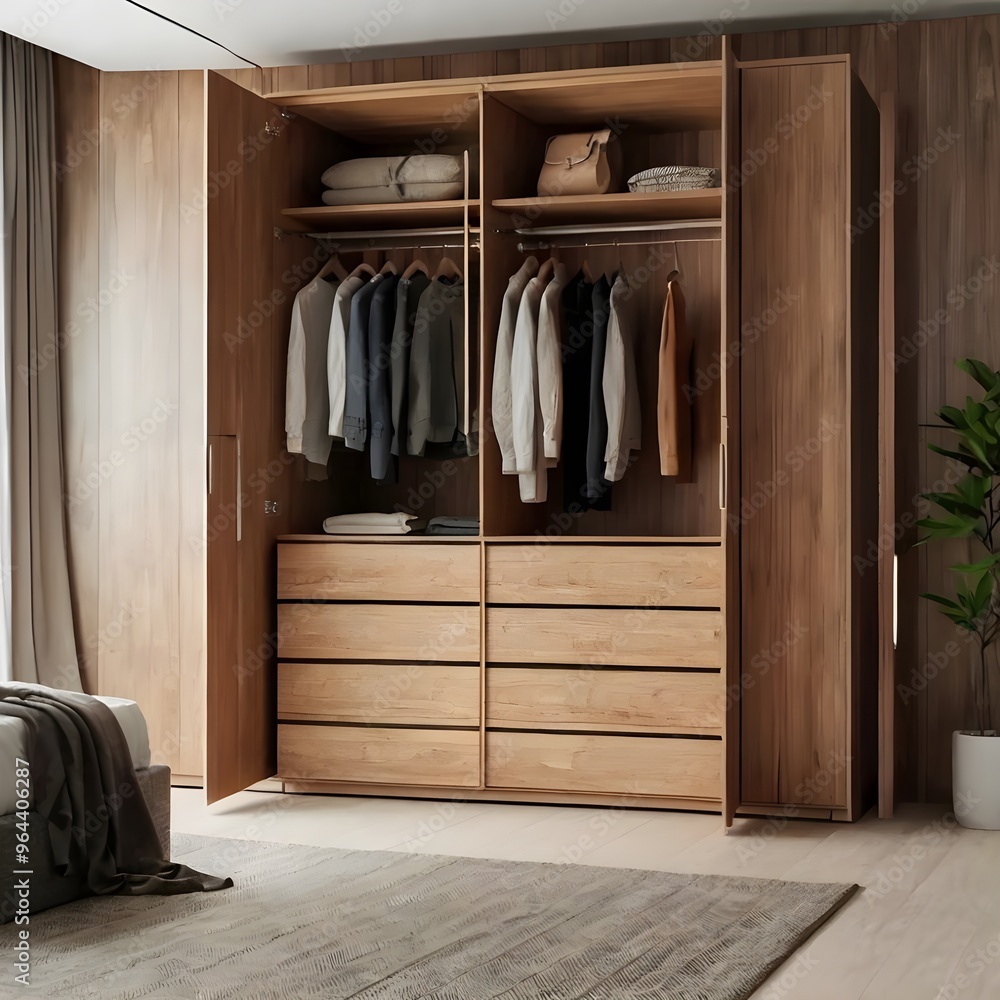light colour Wooden wardrobe in minimalist style interior design of ...
