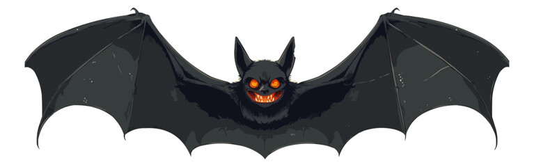 Wall Mural - Bat with fangs. Vector flat isolated.