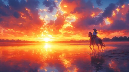 Canvas Print - Riding into the Sunset.