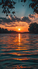 Wall Mural - Overlooking the river at sunset