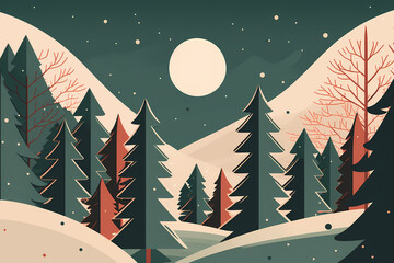 Christmas background - flat illustration in minimalist style