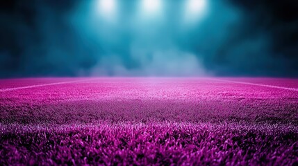 Wall Mural - Nighttime football field with pink accents, Breast Cancer Awareness Month theme