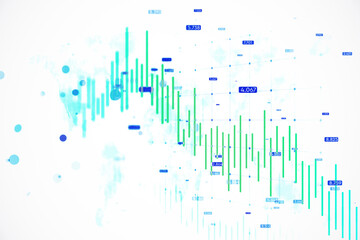 Wall Mural - Digital forex trading chart with candlestick graph on abstract background. 3D Rendering