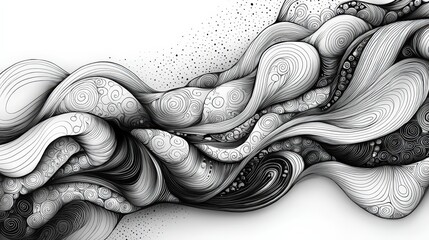 Leinwandbilder - The artwork features a captivating arrangement of swirling patterns and organic forms that create a sense of fluid movement and depth. The detailed linework draws the eye through the piece