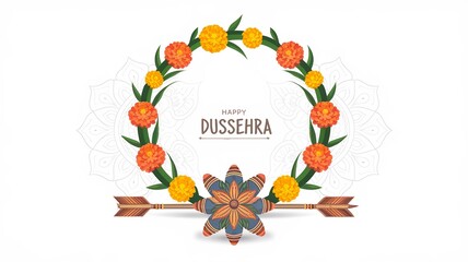 Happy Dussehra, greeting card festive banner