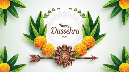 Wall Mural - Happy Dussehra, greeting card festive banner