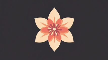 A flat design icon of a blooming flower with five petals, set in a minimalist style for natural themes.