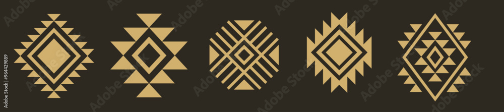 aztec logo pattern embroidery emblem gold Stock Vector | Adobe Stock
