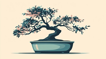 Wall Mural - A potted bonsai icon with delicate branches, ideal for nature or Zen-themed designs.