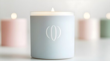 Sticker - Blue Candle with White Wax & Design, Minimalist Still Life