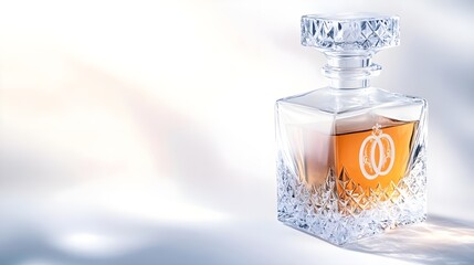 Sticker - Crystal Decanter with Amber Liquid on White Background