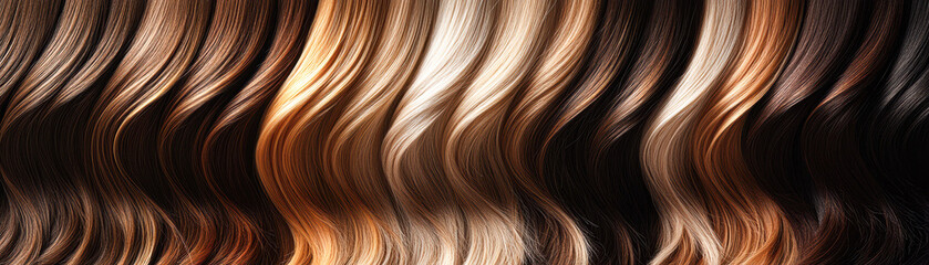 A close up of a woman's hair with a variety of colors