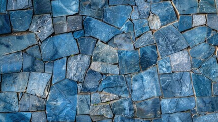 Poster - Stone Floor and Wall Pattern in Blue Tone for Home Decoration