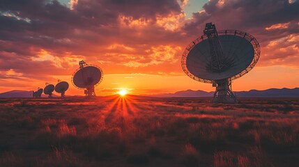 Canvas Print - Satellite Dishes at Sunset