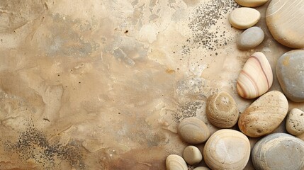 Poster - Beige background with brown stone decorations for product display