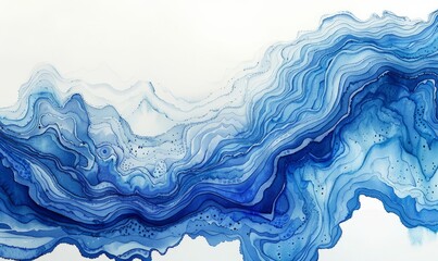 Wall Mural - Watercolor abstract tidal formations on white.