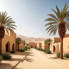 Village in desert with dates trees6