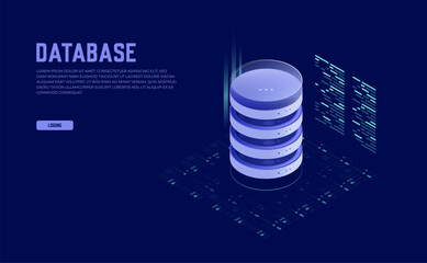 Wall Mural - isometric data center icon: 3d vector of cloud data storage, databases, and server room
