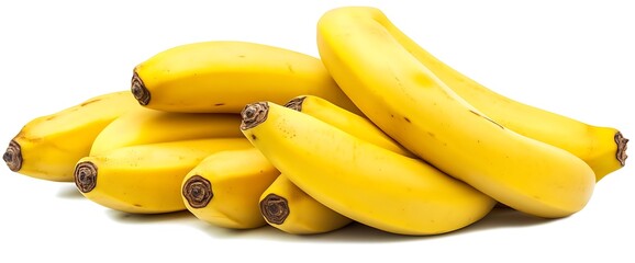 A bunch of ripe yellow bananas isolated on a white background.