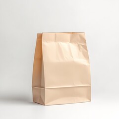 Wall Mural - a clean, minimal illustration of a plain paper bag, slightly crinkled and standing upright, on a whi