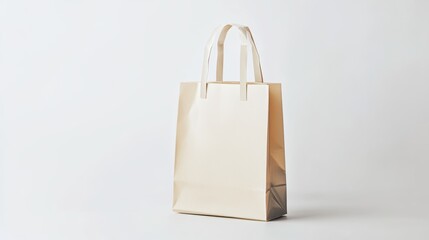Wall Mural - a clean, minimalistic paper bag mockup, standing upright with subtle crinkles and a smooth surface