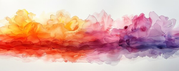 Wall Mural - Watercolor abstract morning glow on white.